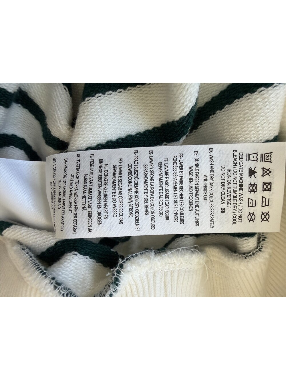 NWOT Boden Green & White Striped Button Shoulder Sweatshirt Size M - Picture 8 of 12
